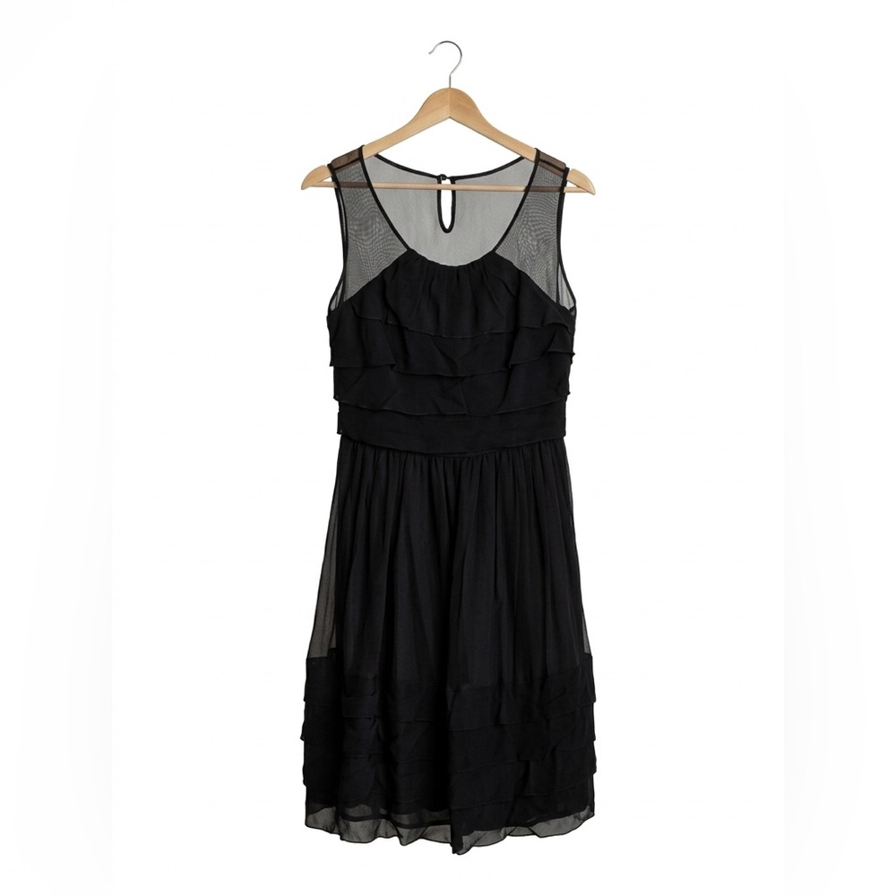 Anthropologie Burlapp 100% Silk Black Old Money Dress Size 8